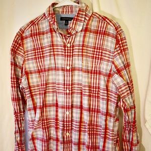 Banana Republic Men’s cotton linen plaid button up